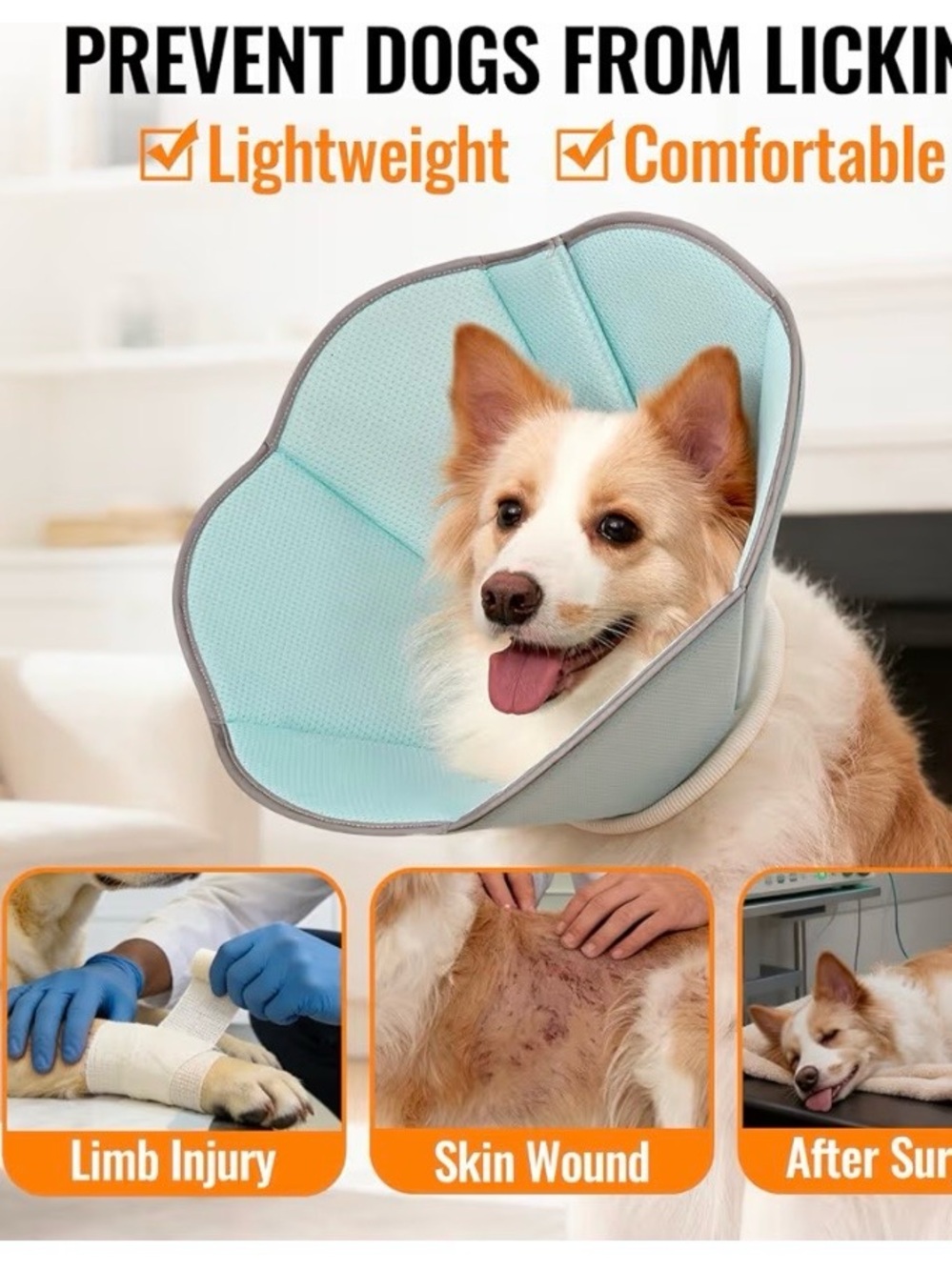 Maxfut dog cone collar for dogs to stop licking after surgery, Size M, L, XL